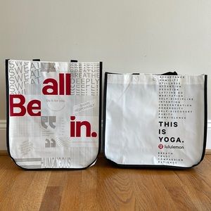 Two Large Lululemon Reusable Bag Shopping Bags